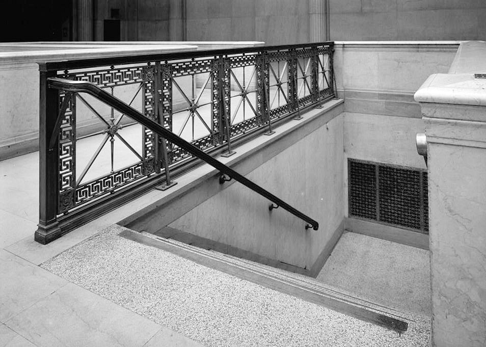 Terminal Tower Building - Cleveland Union Terminal, Cleveland Ohio 1987 STEAM CONCOURSE, TYPICAL BRASS STAIR RAILING