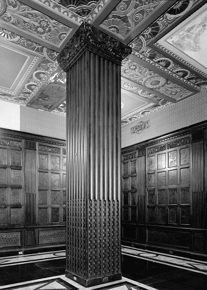 Terminal Tower Building - Cleveland Union Terminal, Cleveland Ohio 1987 ENGLISH OAK ROOM, COLUMN MILLWORK, PANELING, GRATE