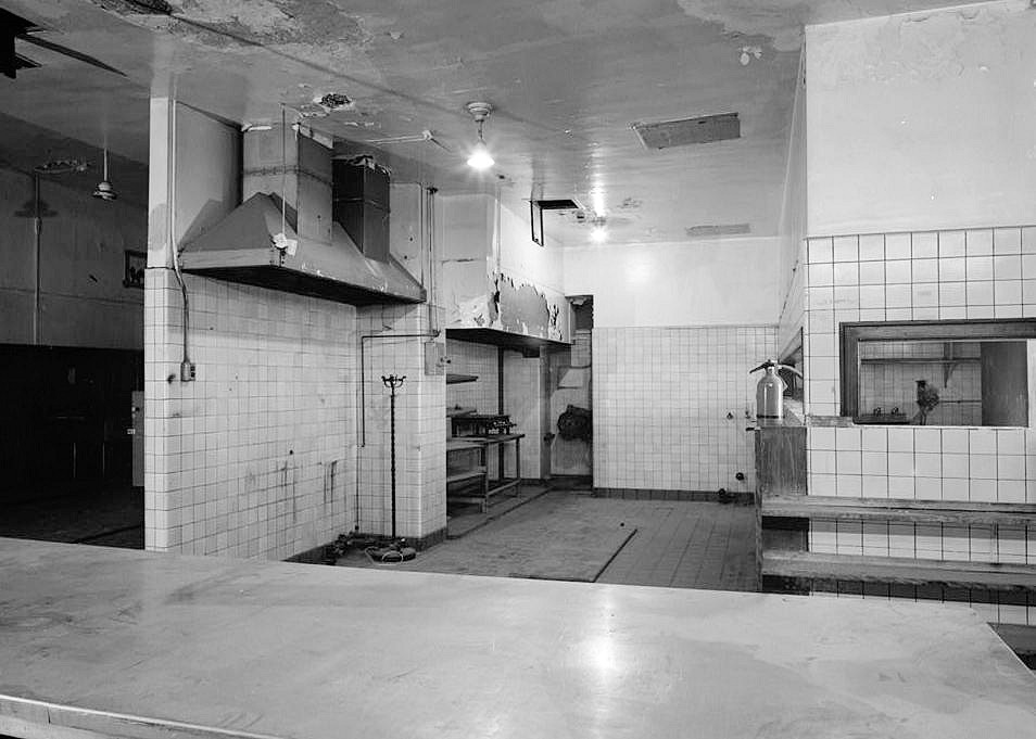 Terminal Tower Building - Cleveland Union Terminal, Cleveland Ohio 1987 ENGLISH OAK ROOM, KITCHEN AREA, VIEW TO NORTHEAST