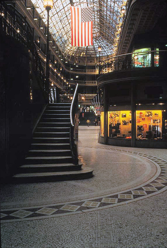 Cleveland Arcade, Cleveland Ohio Interior stairway detail, looking south (1966)