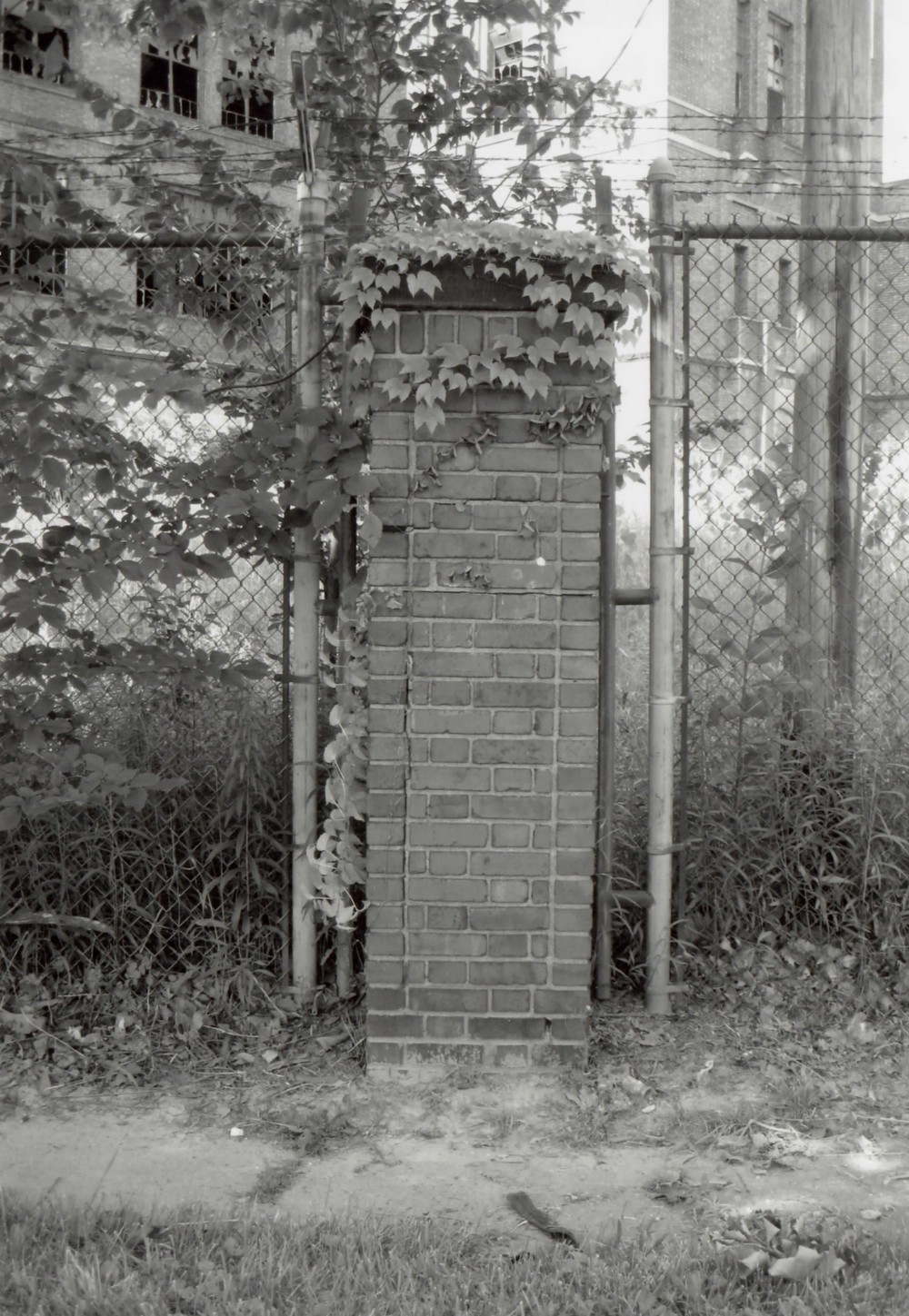 Joseph and Feiss Clothcraft Shops, Cleveland Ohio View of brick and sandstone fence pier (2009)