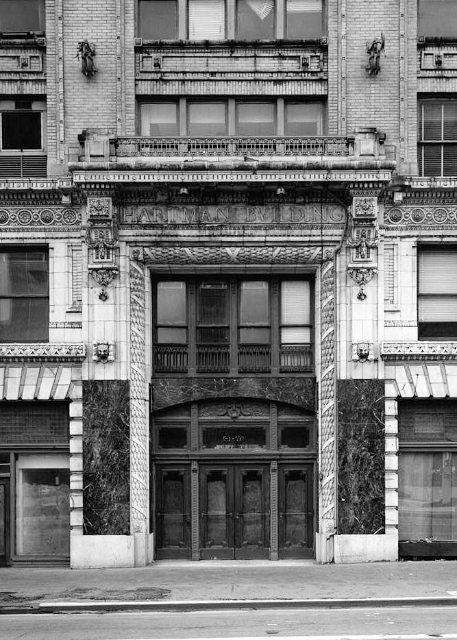 Hartman Building and Theater, Columbus Ohio 1980 Detail of front entrance without its original canopy