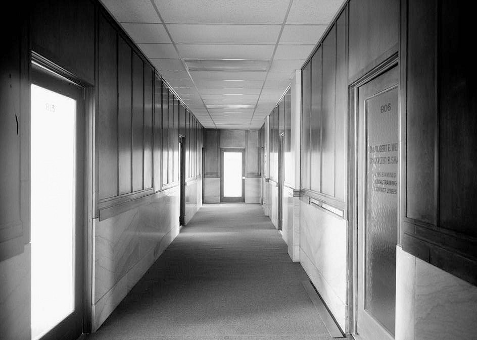 Hartman Building and Theater, Columbus Ohio 1980  Typical upper floor corridors of Hartman Building