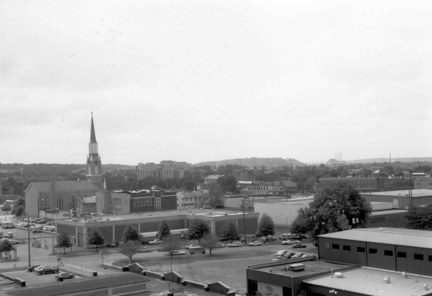 Dayton Motor Car Company, Dayton Ohio Looking toward Holy Trinity Catholic Church. Oregon District to the right in photo (1983)