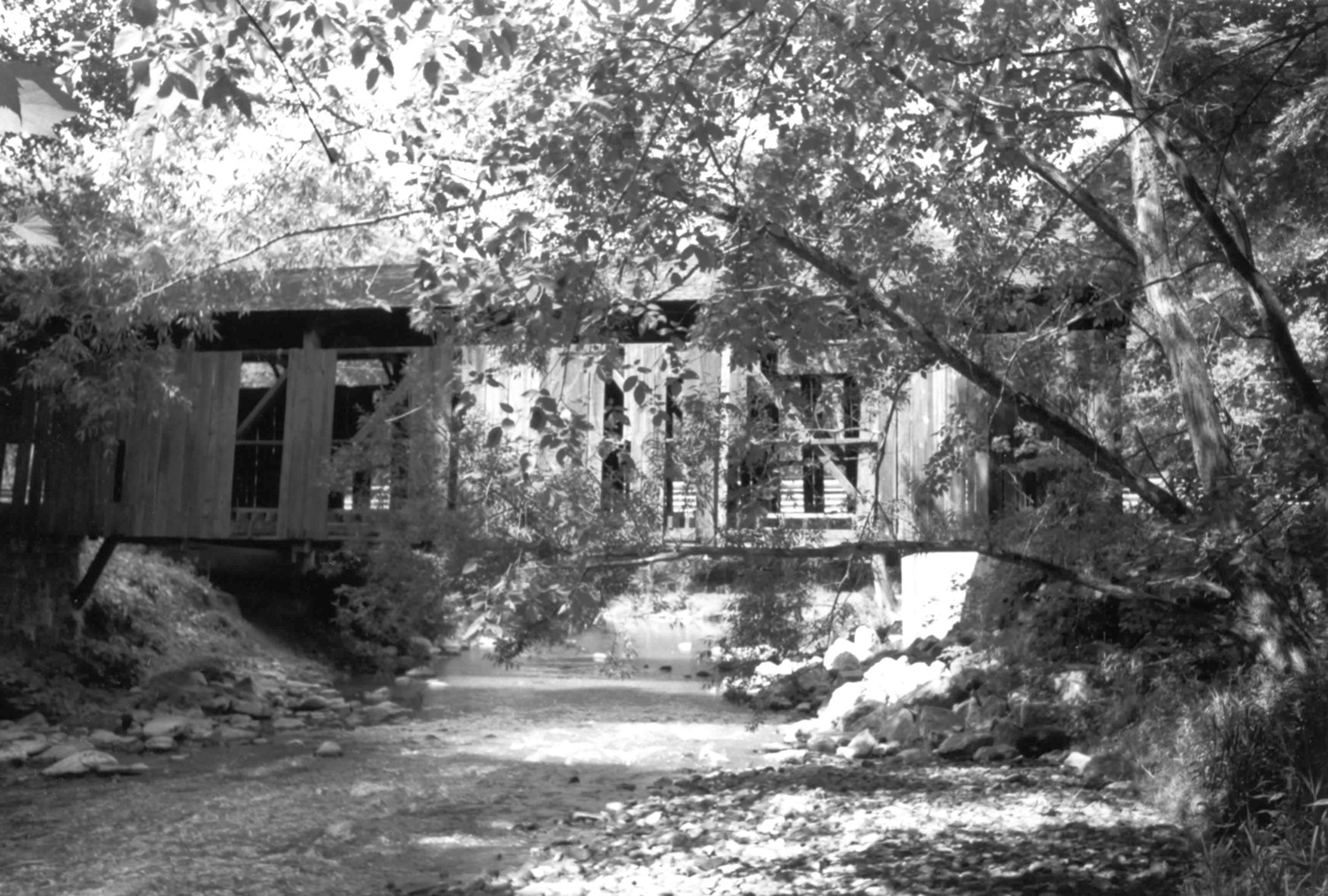 Teegarden-Centennial Covered Bridge, Salem Ohio Bridge site, looking west (1999)