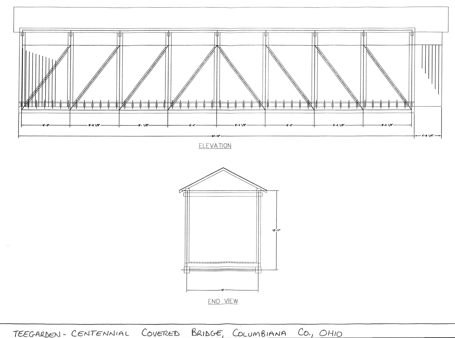 Teegarden-Centennial Covered Bridge, Salem Ohio Bridge diagram (1999)