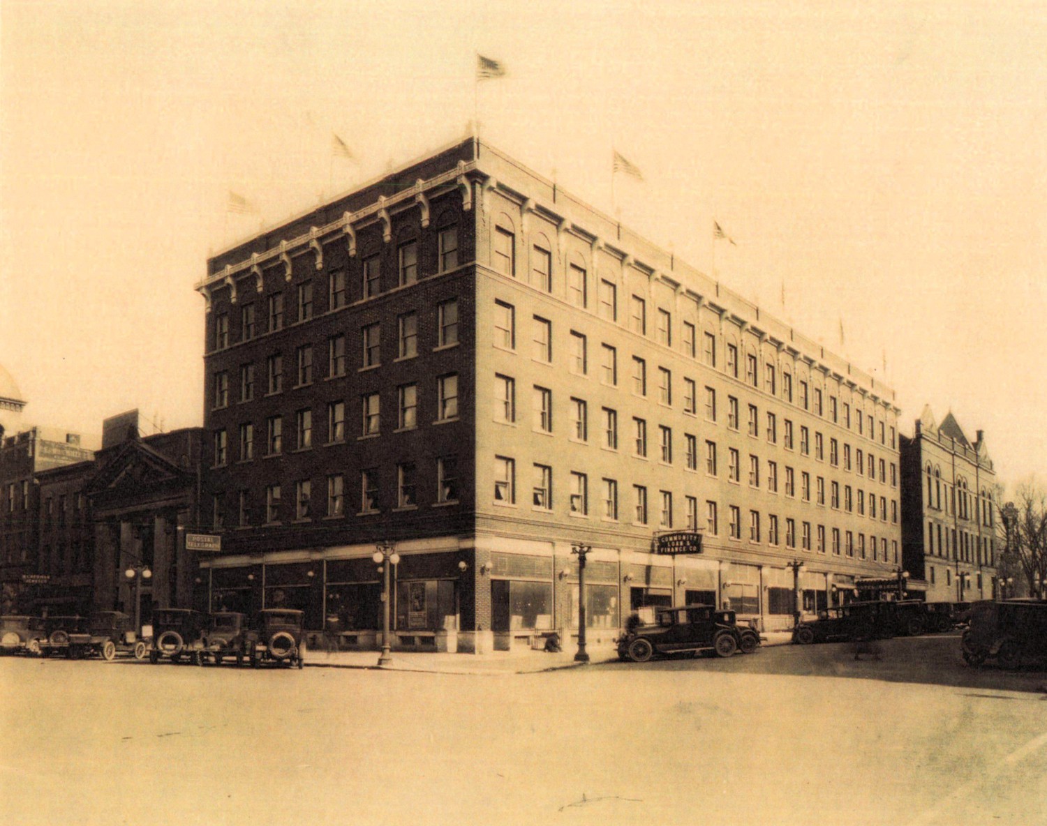 Hotel Rieger - Sanduskian, Sandusky Ohio Historic photo; front facade and north elevation; taken after last addition looking southeast (1926)