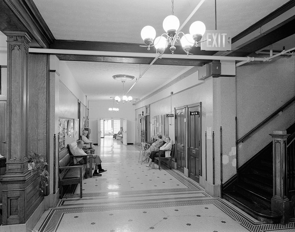 Odd Fellows Home of Ohio, Springfield Ohio FIRST FLOOR, MAIN BUILDING, WEST HALL FROM CENTRAL AXIS 1987