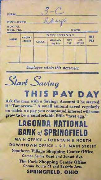 Lagonda National Bank, Springfield Ohio Deposit envelope (1960)