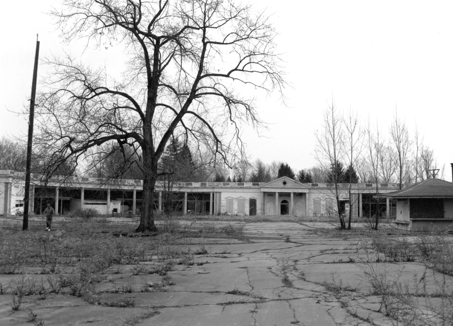 Idora Park, Youngstown Ohio Kiddie Land (former swimming pool) and former bathhouse, looking east (1992)