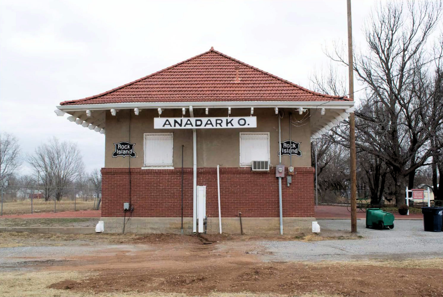 Rock Island Passenger Station, Anadarko Oklahoma West elevation (Railway Express end (2018)