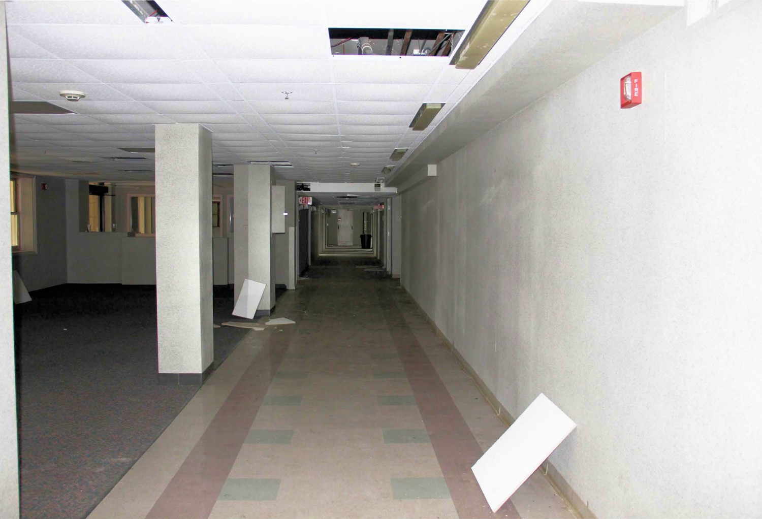 Washington County Memorial Hospital, Bartlesville Oklahoma  1922 Ground Floor Hall, with Partly Enclosed Entry Area from One-Story Portico on Left (2013)