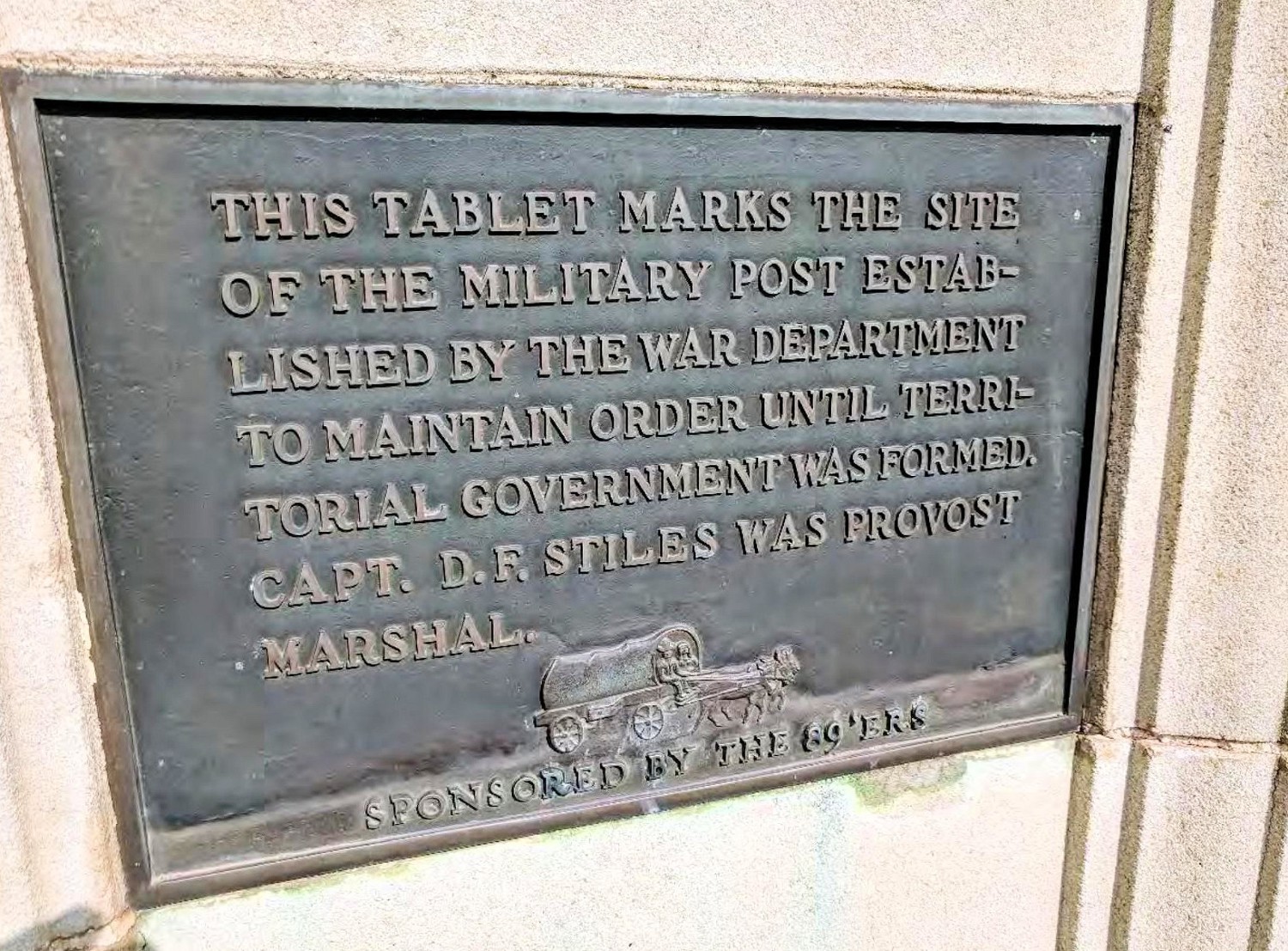 Oklahoma City Schools Administration Building, Oklahoma City Oklahoma A plaque on the Oklahoma City Schools Administration Building marks its location on the former Military Reservation, which was set aside by President Harrison as a base for soldiers keeping order during and after the 1889 land run. (2018)