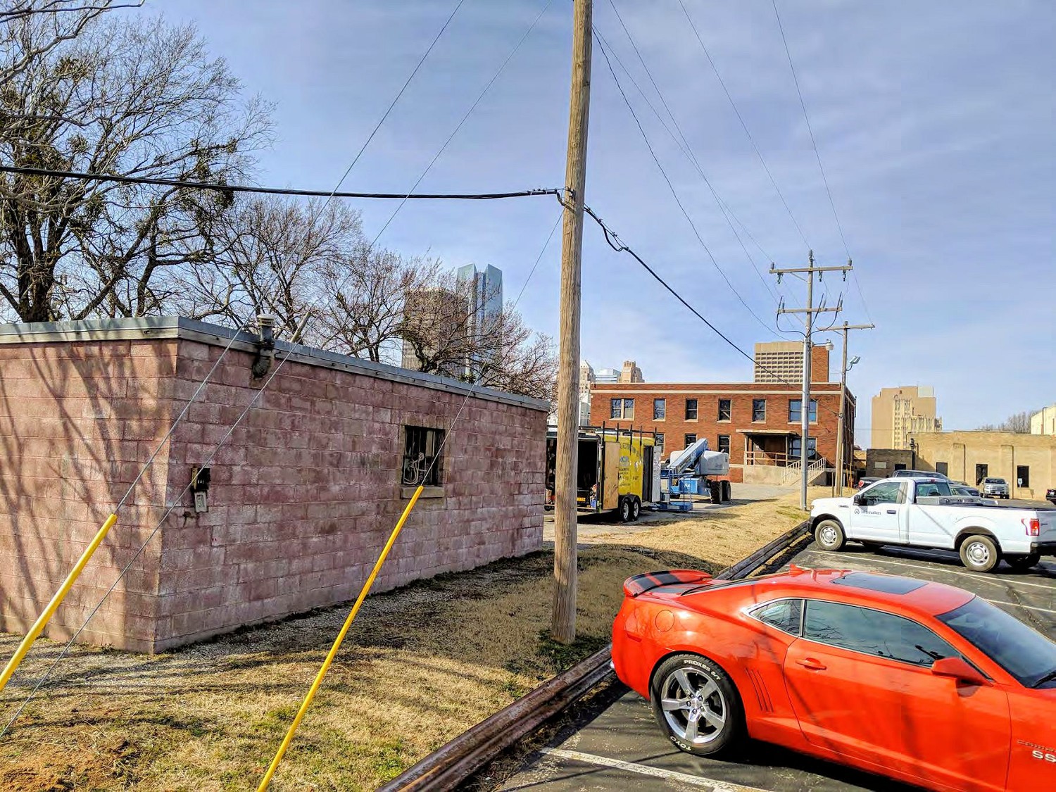 Oklahoma City Schools Administration Building, Oklahoma City Oklahoma Storage building in the foreground with Administration Building in the background (2019)