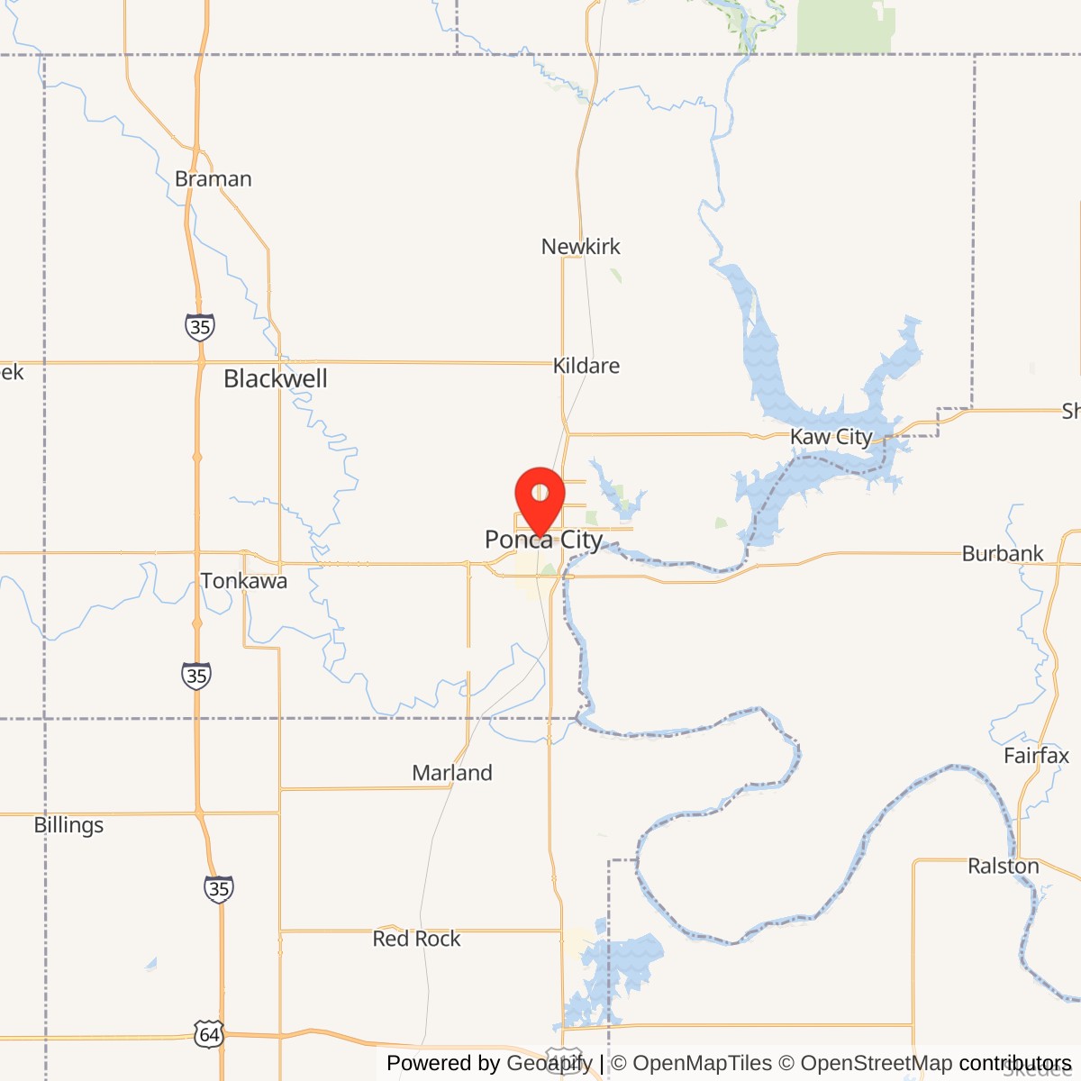 Ponca City Milling Company Elevator Location Map
