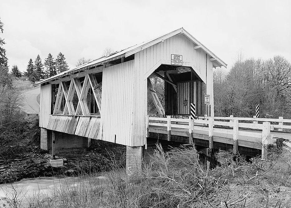 Jordan Covered Bridge, Spanning Thomas Creek, Scio Oregon 1985 EAST AND NORTH SIDES