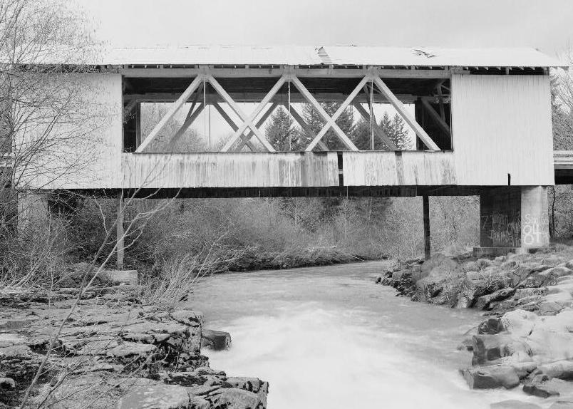 Jordan Covered Bridge, Spanning Thomas Creek, Scio Oregon 1985 EAST SIDE