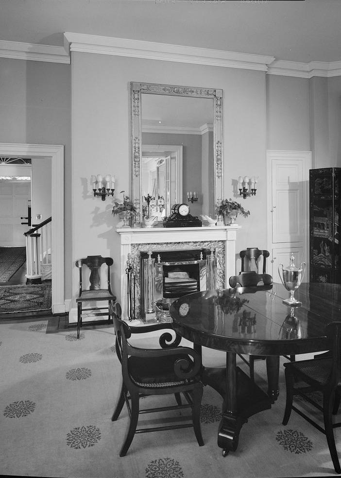 Andalusia Mansion - Nicholas Biddle Estate, Andalusia Pennsylvania 1968  DINING ROOM, EAST SIDE OF CENTRAL PORTION OF HOUSE, LOOKING NORTH