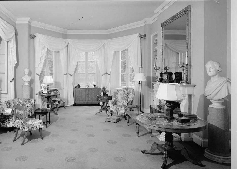 Andalusia Mansion - Nicholas Biddle Estate, Andalusia Pennsylvania 1968  MUSIC ROOM, WEST SIDE OF CENTRAL PORTION OF HOUSE, LOOKING WEST 