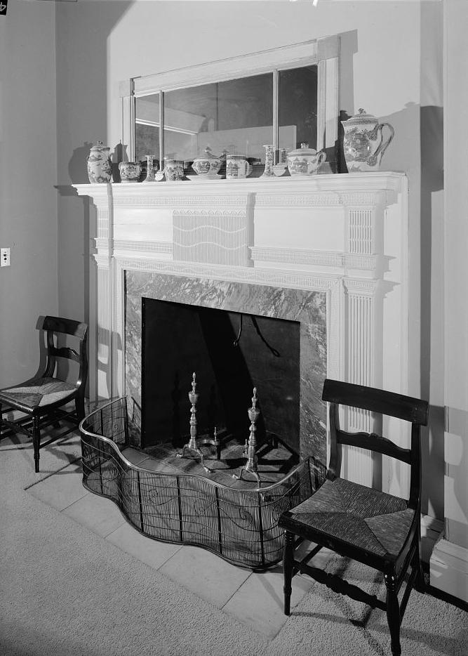 Andalusia Mansion - Nicholas Biddle Estate, Andalusia Pennsylvania 1968  BEDROOM MANTLEPIECE, WEST SIDE OF CENTRAL PORTION OF HOUSE, SECOND FLOOR