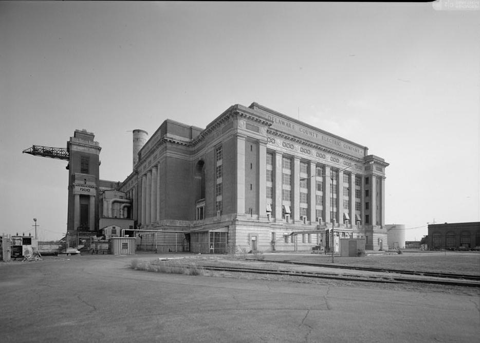 Chester Electric Power Station - PECO Energy, Chester Pennsylvania 1997 VIEW FROM THE NORTHEAST SHOWING THE EAST ELEVATION & COAL TOWER No. 2 AND THE NORTH ELEVATION (SWITCH HOUSE EXTERIOR)