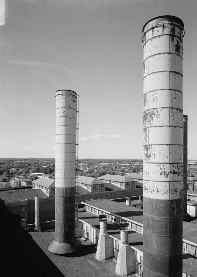 Chester Electric Power Station - PECO Energy, Chester Pennsylvania 1997 BOILER STACK, LOCATED ON ROOF OF TURBINE HALL