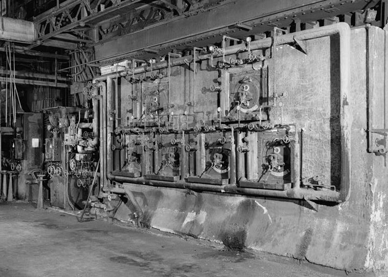 Chester Electric Power Station - PECO Energy, Chester Pennsylvania 1997 BOILER HOUSE GROUND FLOOR, DETAIL VIEW OF (REAR) OF BOILERS
