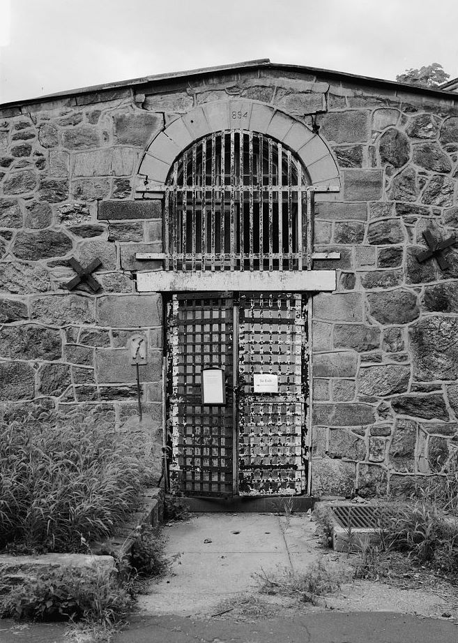 Eastern State Penitentiary, Philadelphia Pennsylvania View along east wall, cell block eleven (1998)