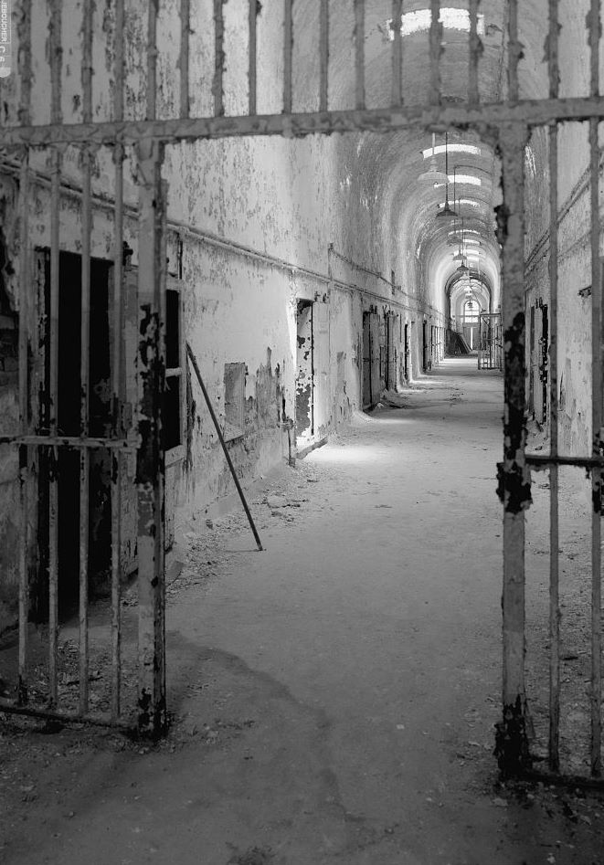 Eastern State Penitentiary, Philadelphia Pennsylvania Interior view, cell block three, facing northeast (1998)