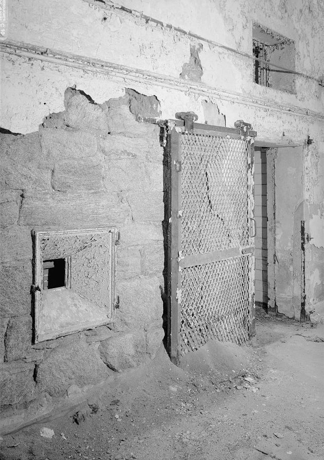 Eastern State Penitentiary, Philadelphia Pennsylvania Interior view, cell block three, hospital block, original feeding hole (1998)