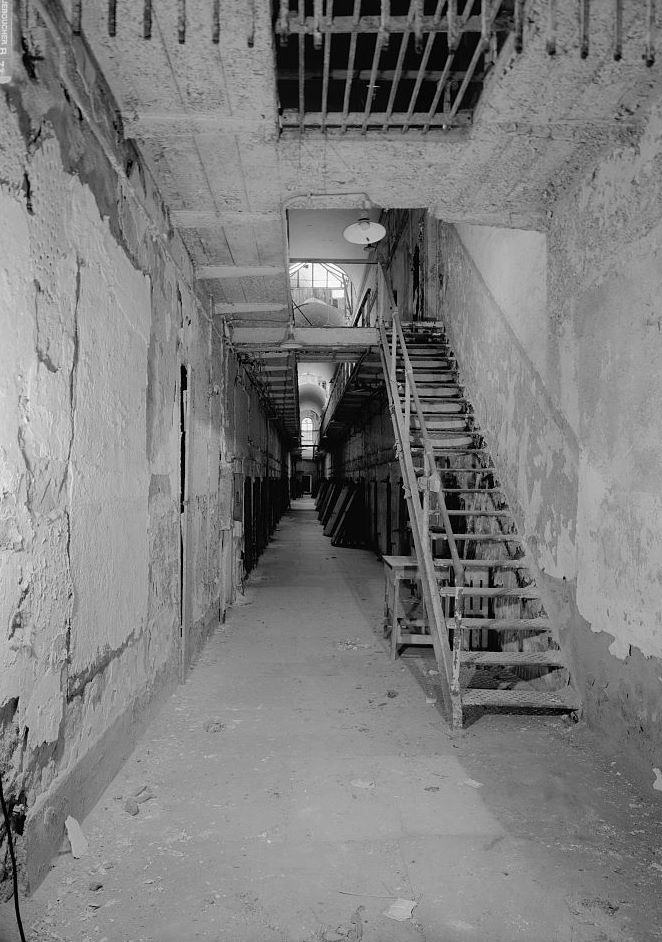 Eastern State Penitentiary, Philadelphia Pennsylvania Interior view, cell block six (1998)