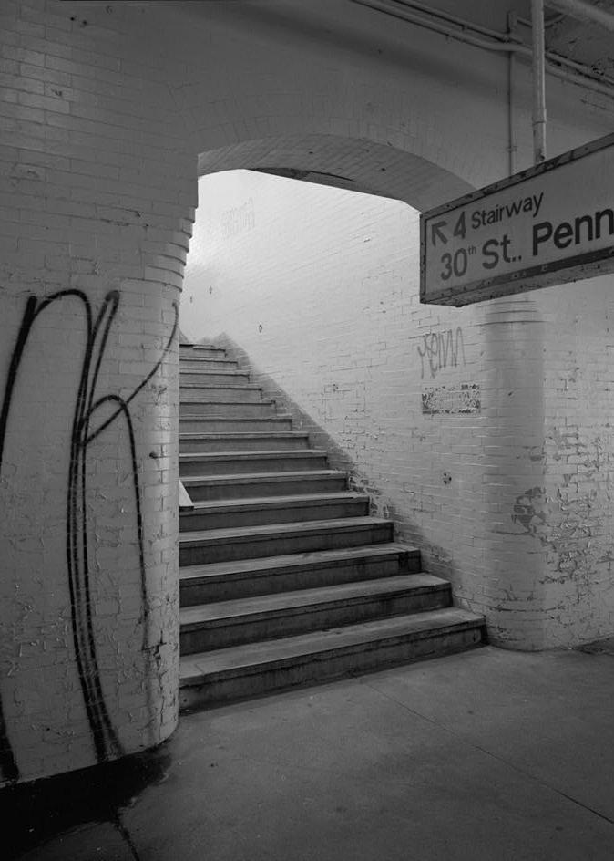 North Philadelphia Railroad Train Station, Philadelphia Pennsylvania Interior view of stair from main passenger tunnel