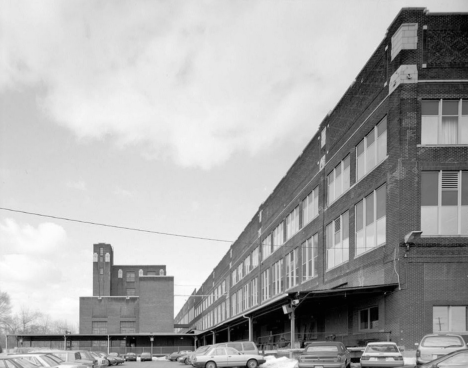 Atwater Kent Manufacturing Company, Philadelphia Pennsylvania 1996 North Plant, Southwest Elevation Oblique, Showing Loading Dock and Southeast Elevation of Powerhouse, Looking Northwest