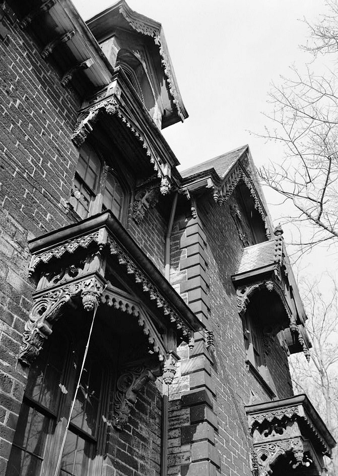 John F. Singer House Mansion, Pittsburgh Pennsylvania  April, 1963 WINDOW HOODS, EAST ELEVATION