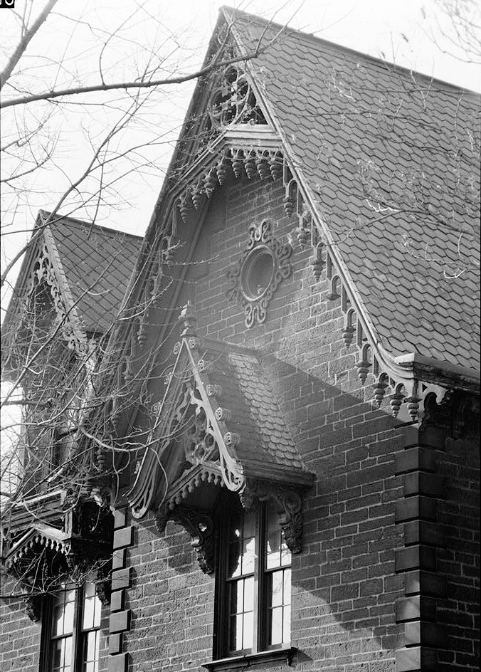 John F. Singer House Mansion, Pittsburgh Pennsylvania  April, 1963 GABLE AND HOOD DETAIL, EAST ELEVATION