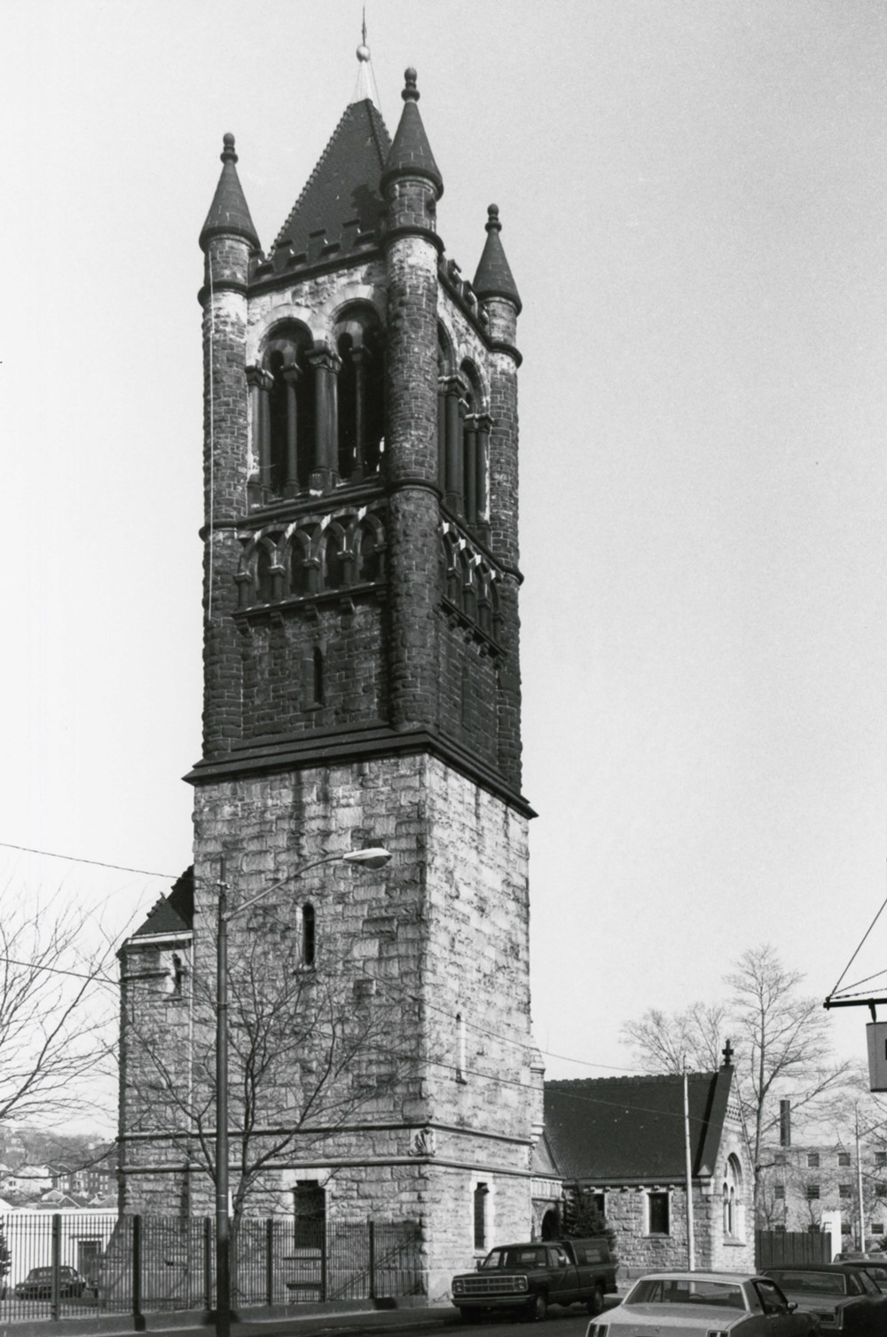 Allegheny Cemetery, Pittsburgh Pennsylvania Street facade of Penn Ave. Gatehouse, looking northeast (1980)