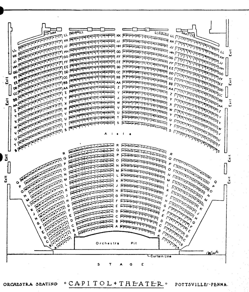 Capitol Theatre, Pottsville Pennsylvania Main Floor Seating