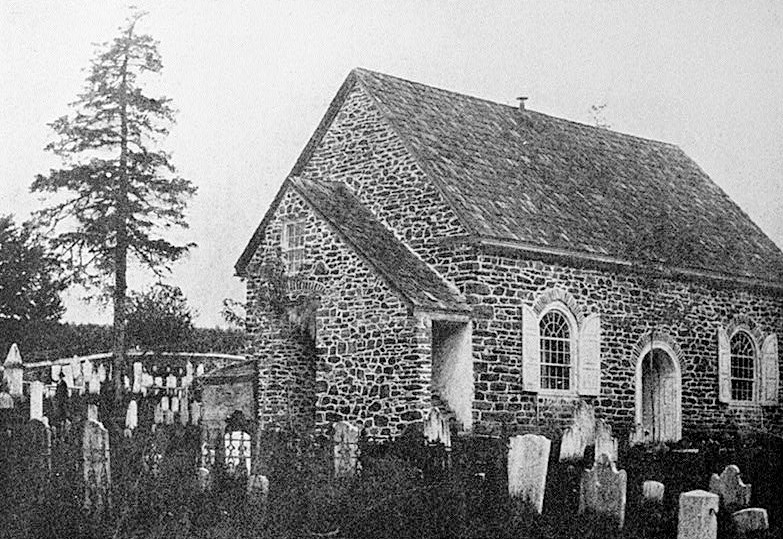St. Davids Church, Radnor Pennsylvania HISTORICAL VIEW OF CHURCH WITH ENCLOSED STAIRWAY ADDITION, LOOKING NORTHWEST, 1850s