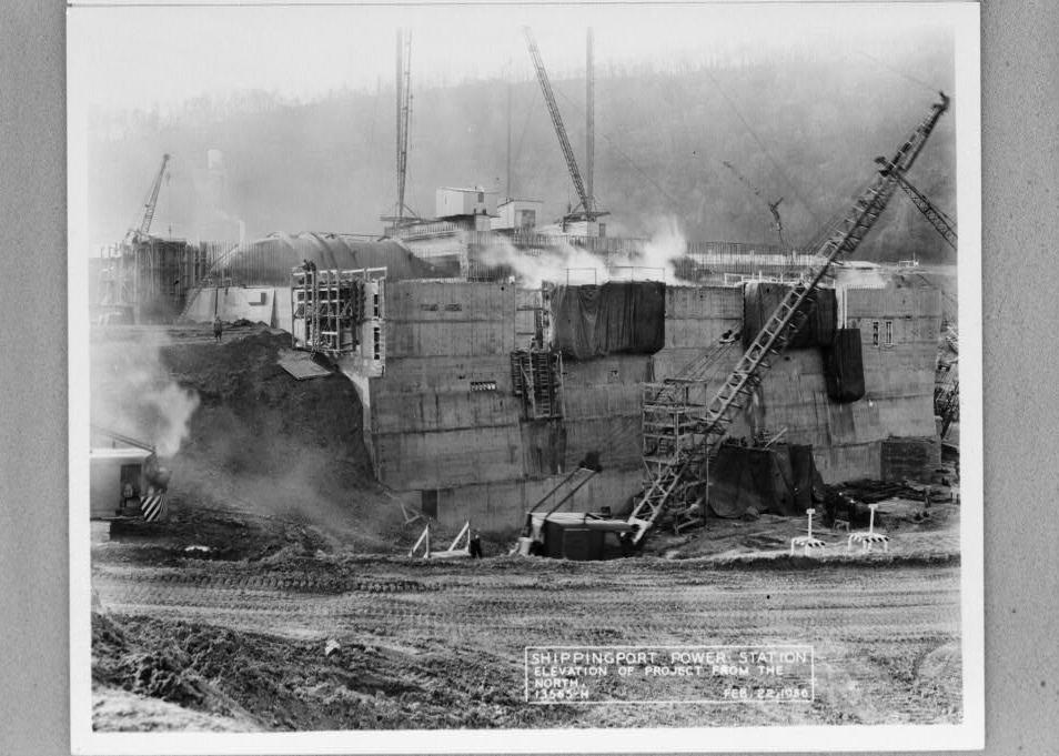 Shippingport Nuclear Power Station, Shippingport Pennsylvania ELEVATION OF PROJECT FROM NORTH, FEBRUARY 22, 1956