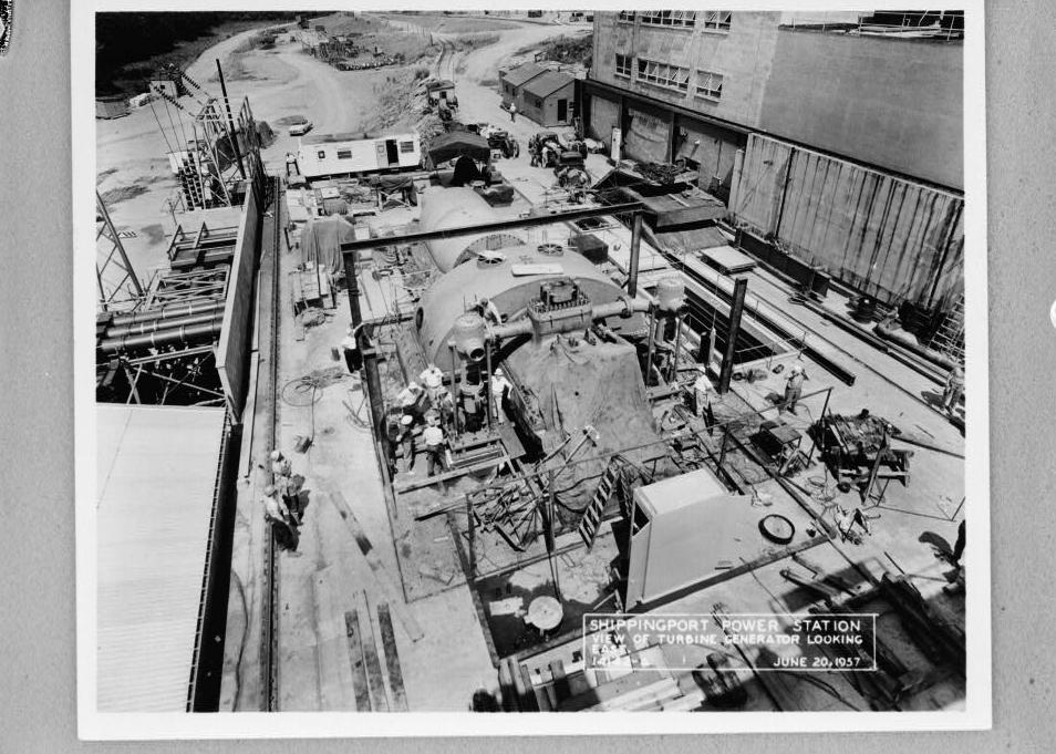 Shippingport Nuclear Power Station, Shippingport Pennsylvania VIEW LOOKING EAST OF TURBINE GENERATOR, JUNE 20, 1957