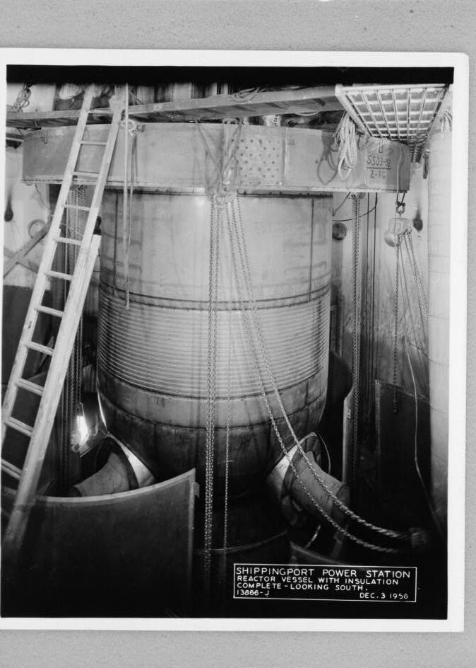 Shippingport Nuclear Power Station, Shippingport Pennsylvania REACTOR VESSEL WITH INSULATION COMPLETE, DECEMBER 3, 1956