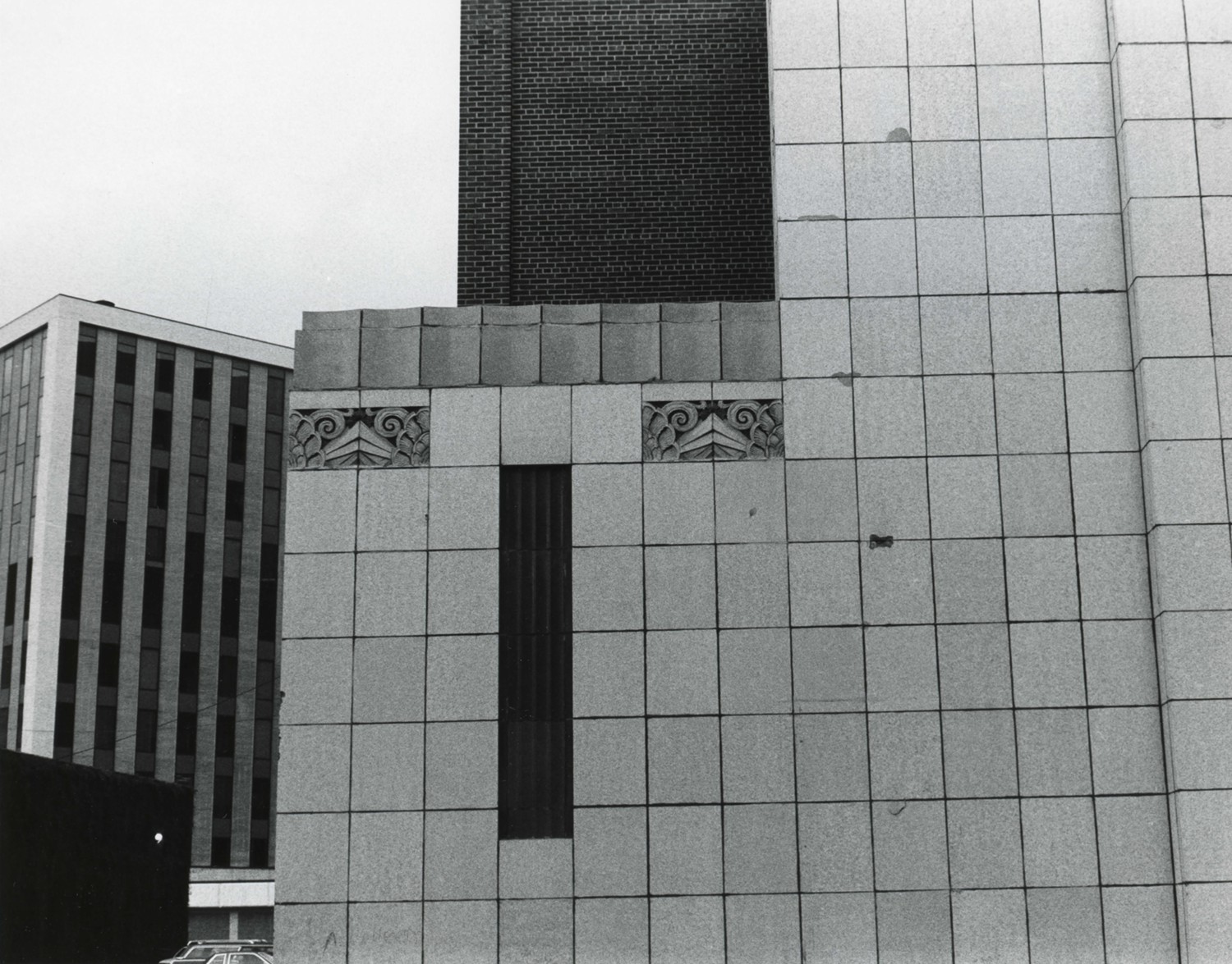 Comerford Theater - Paramount Theatre, Wilkes-Barre Pennsylvania Rear elevation, This shows the O glazed terra cotta tile on the southwest corner of the theater (1979)