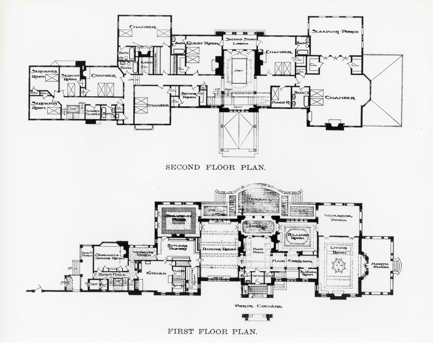 Blithewold Mansion, Bristol Rhode Island Original floor plan for Blithewold