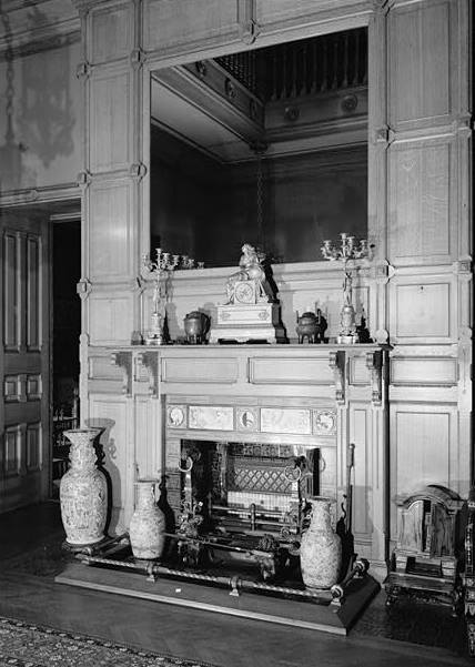 Chateau-sur-Mer Mansion (Wetmore House), Newport Rhode Island FIREPLACE IN THREE-STORY HALL FROM THE SOUTHEAST