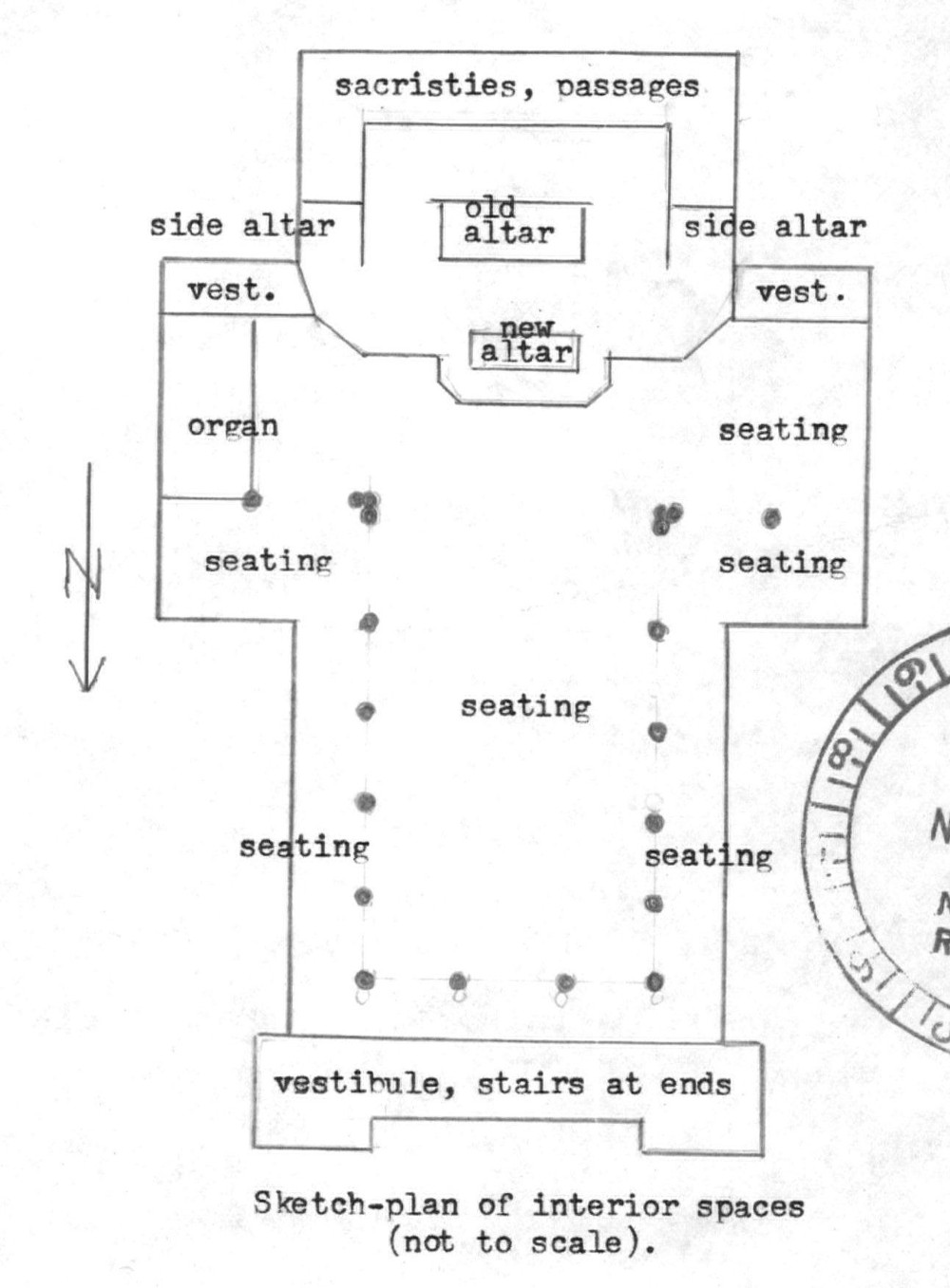 Cathedral of Saints Peter and Paul, Providence Rhode Island Floor Plan (1974)