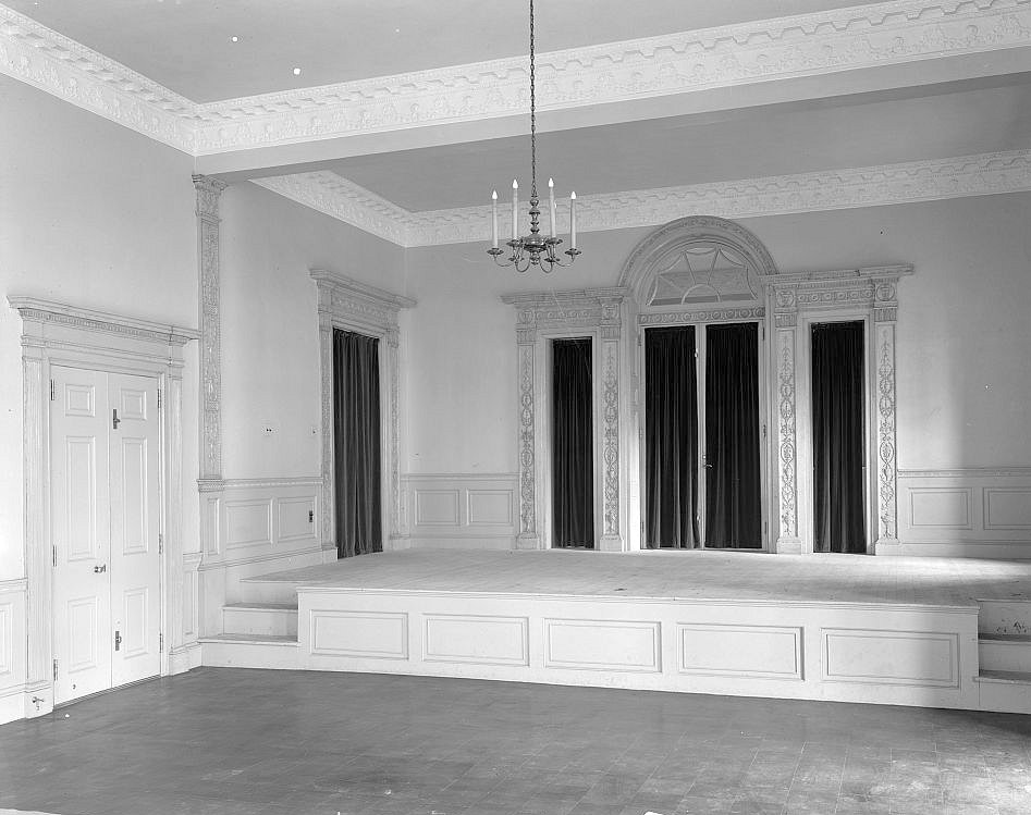 Interior platform and ornamental doorway - Dock Street Theatre, Charleston South Carolina