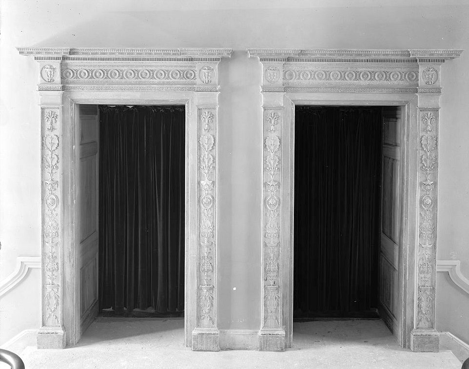 Paired interior doorways and decorative surrounds - Dock Street Theatre, Charleston South Carolina