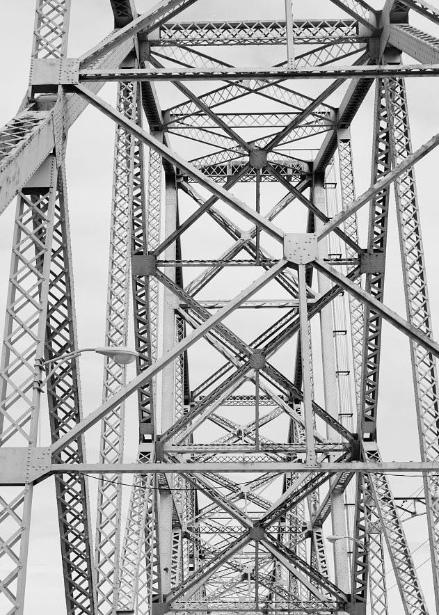Grace Memorial Bridge - Old Cooper River Bridge, Charleston South Carolina LOOKING UPWARD INTO APEX OF COOPER RIVER THROUGH TRUSS OVER PIER 9, FACING EAST TOWARDS MOUNT PLEASANT