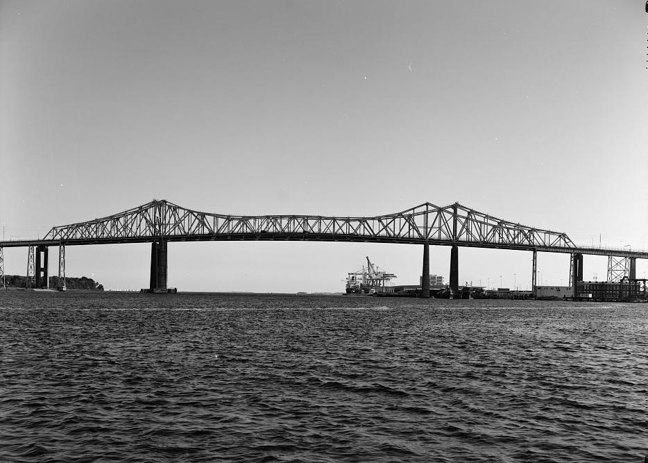 Grace Memorial Bridge - Old Cooper River Bridge, Charleston South Carolina NORTH SIDE OF TOWN CREEK SPAN, FACING SOUTH FROM WATER