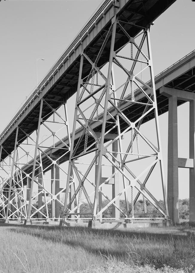 Grace Memorial Bridge - Old Cooper River Bridge, Charleston South Carolina TRESLE OVER WEST SIDE OF DRUM ISLAND, PEARMAN BRIDGE IN BACKGROUND, FACING EAST TOWARDS MOUNT PLEASANT